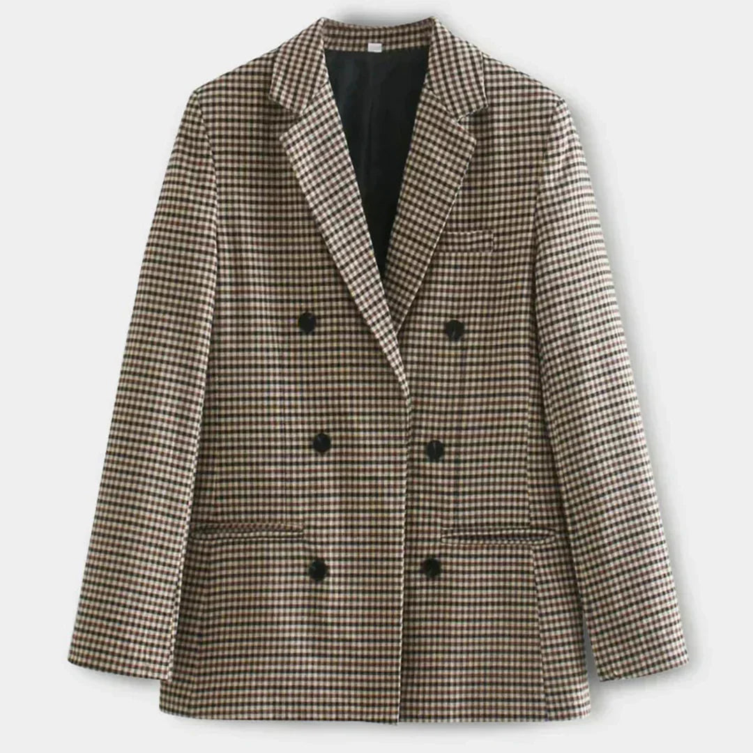 Women's Loose plaid blazer with buttons and pockets | Perfect for Casual Days