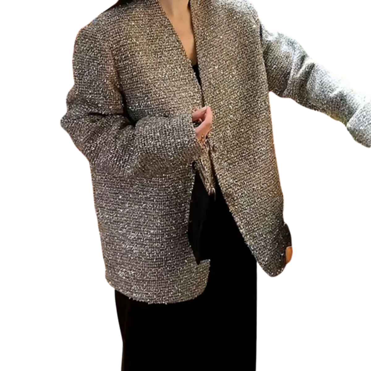 Women's Glamorous Oversized Glitter Blazer with Buttons | Perfect for Casual Days