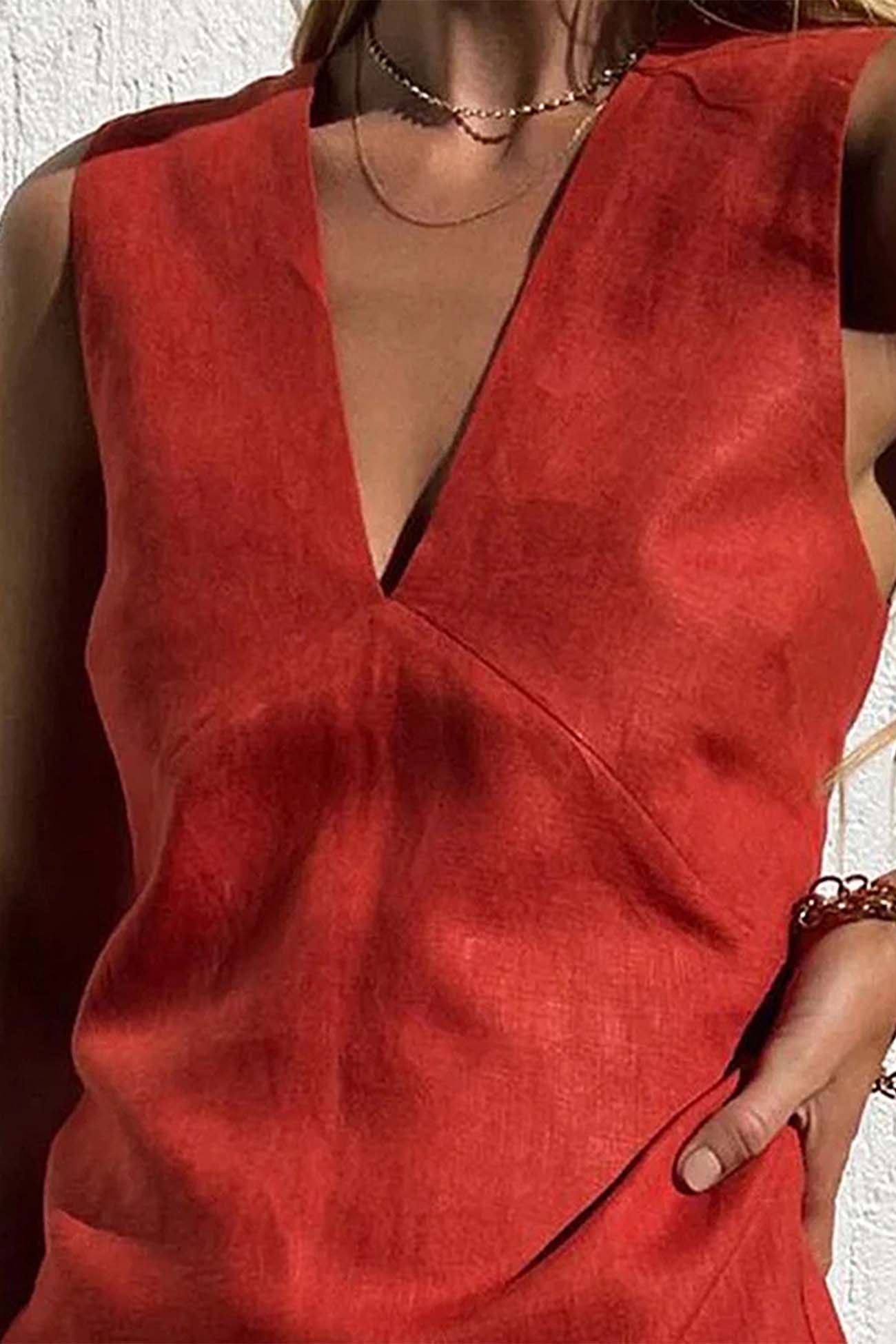 Women's Chic Lightweight Mini Dress with V-Neckline for Summer Events