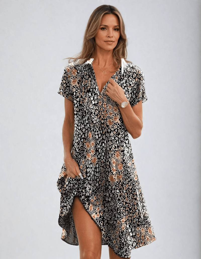 Women's Vintage Lightweight Dress with Floral Print