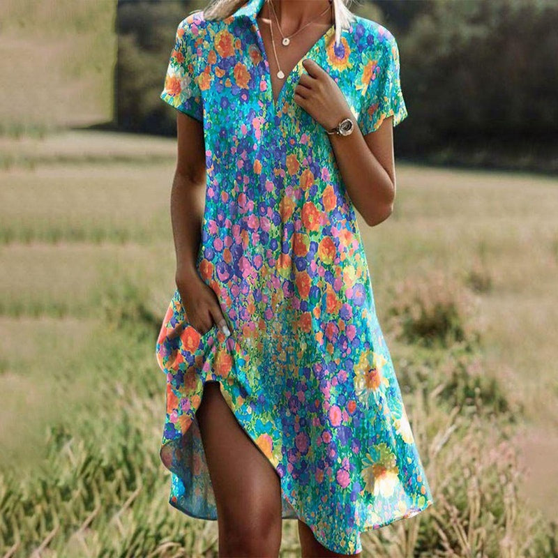Women's Vintage Lightweight Dress with Floral Print