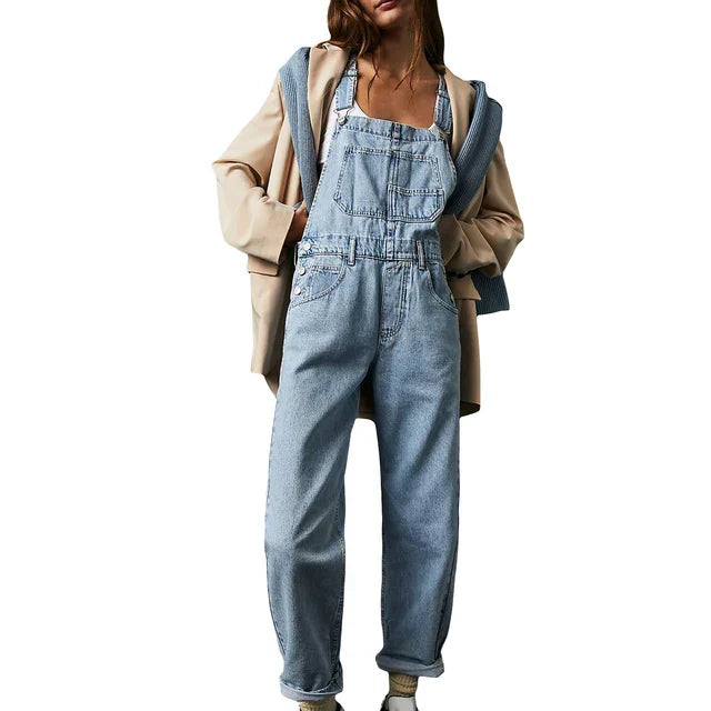 Women's Relaxed Denim Jumpsuit with Classic Design