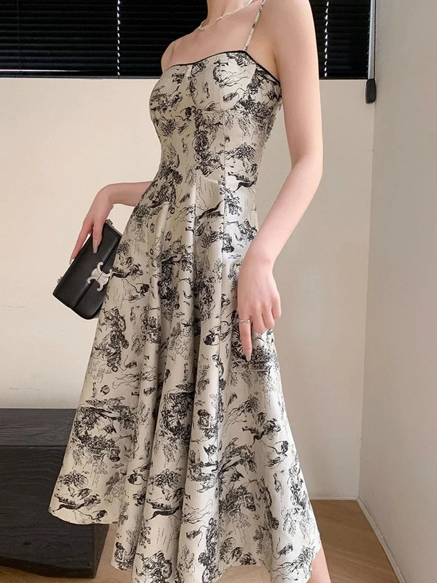 Women's Summer Vintage Floral Midi Dress | Ideal for Summer