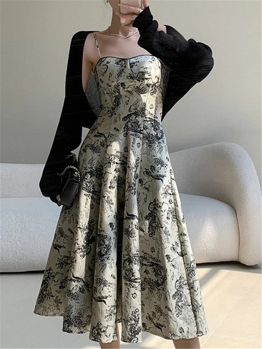 Women's Summer Vintage Floral Midi Dress | Ideal for Summer