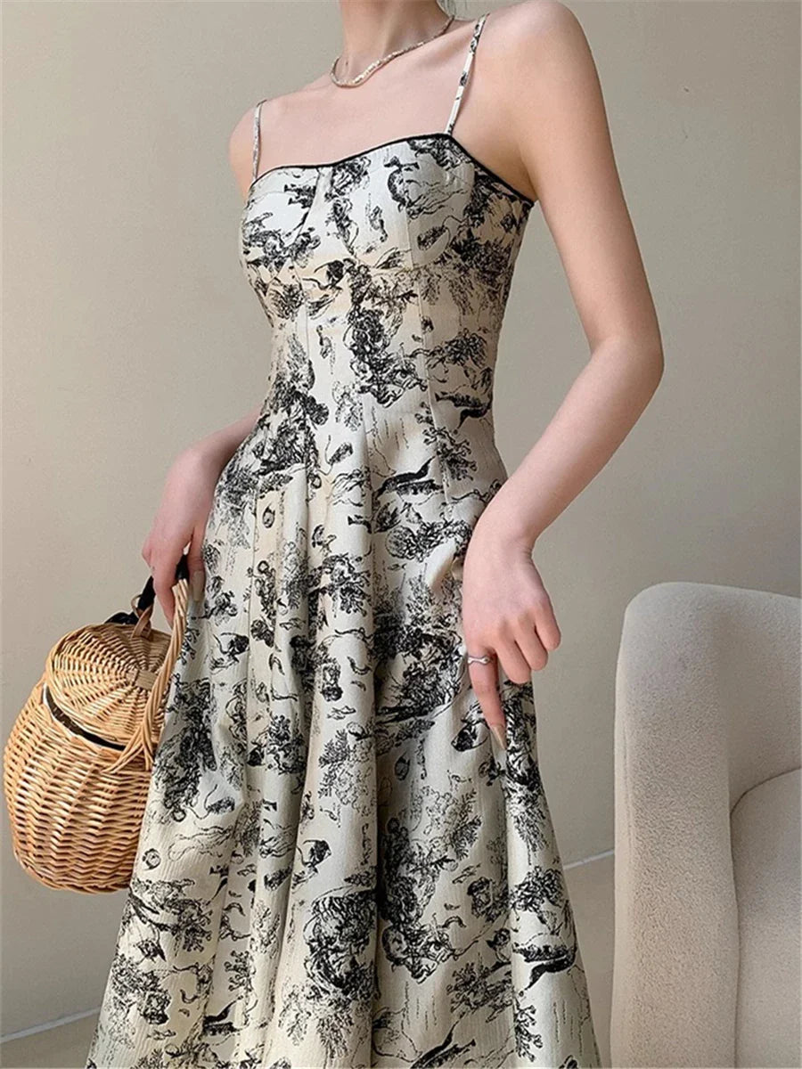 Women's Summer Vintage Floral Midi Dress | Ideal for Summer