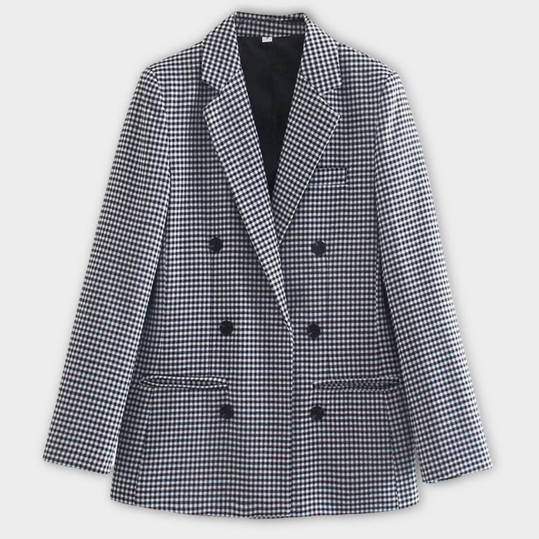 Women's Loose plaid blazer with buttons and pockets | Perfect for Casual Days