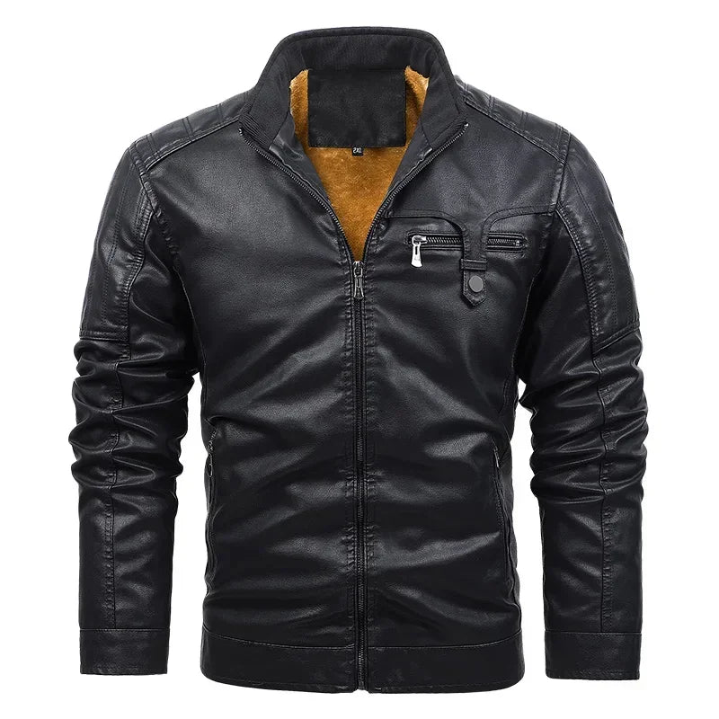 Elegant Leather Jacket With Pockets For Men | Luxury Streetwear