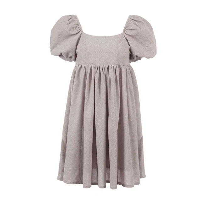 Women's Summer Vintage Short Dress with Puff Sleeves | Ideal for Summer