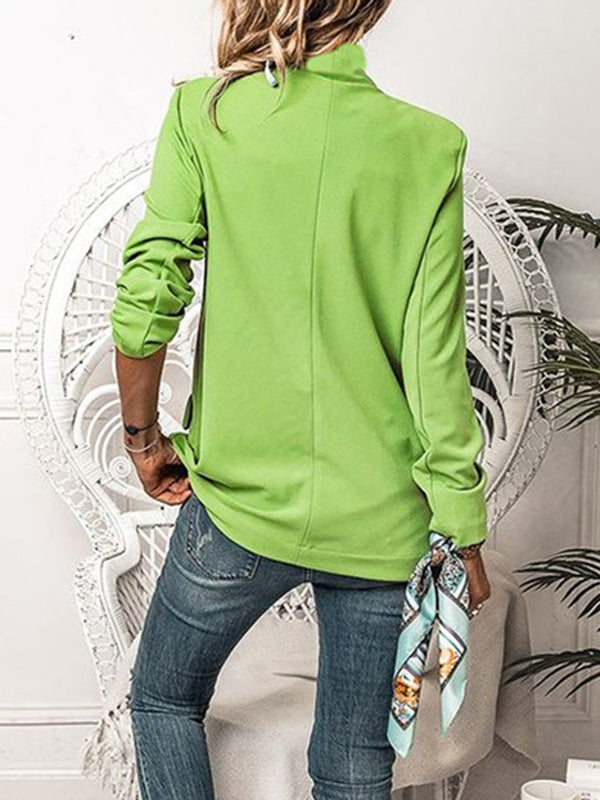 Women's Elegant Solid Colour Slim Blazer with Button and Pockets | Perfect for Casual Days