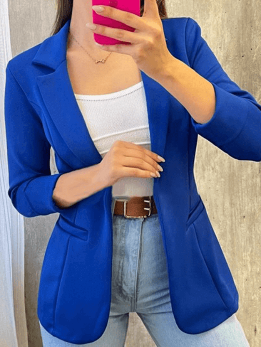 Women's Elegant Slim Fit Open Front Blazer with Pockets | Perfect for Casual Days