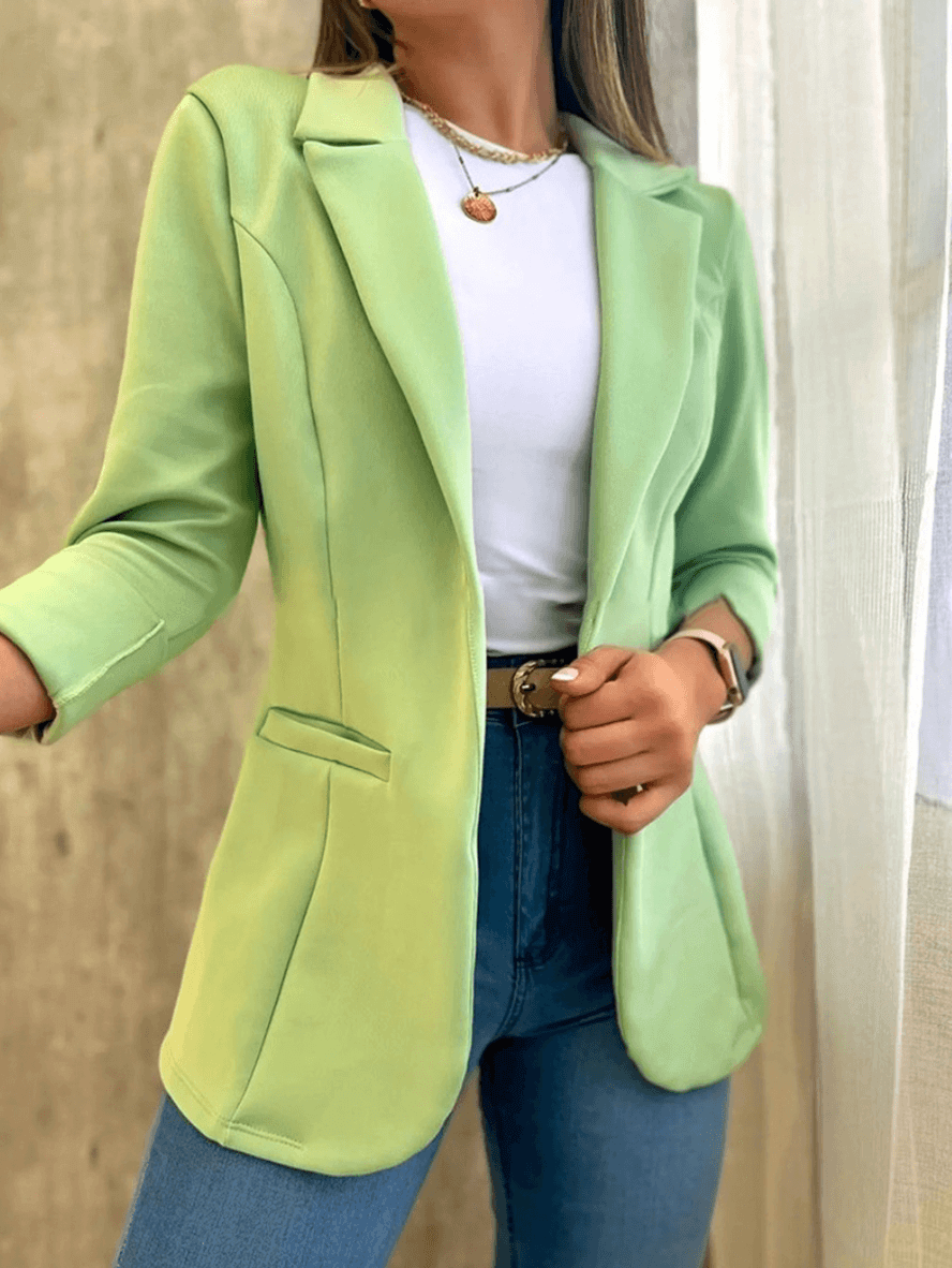 Women's Elegant Slim Fit Open Front Blazer with Pockets | Perfect for Casual Days