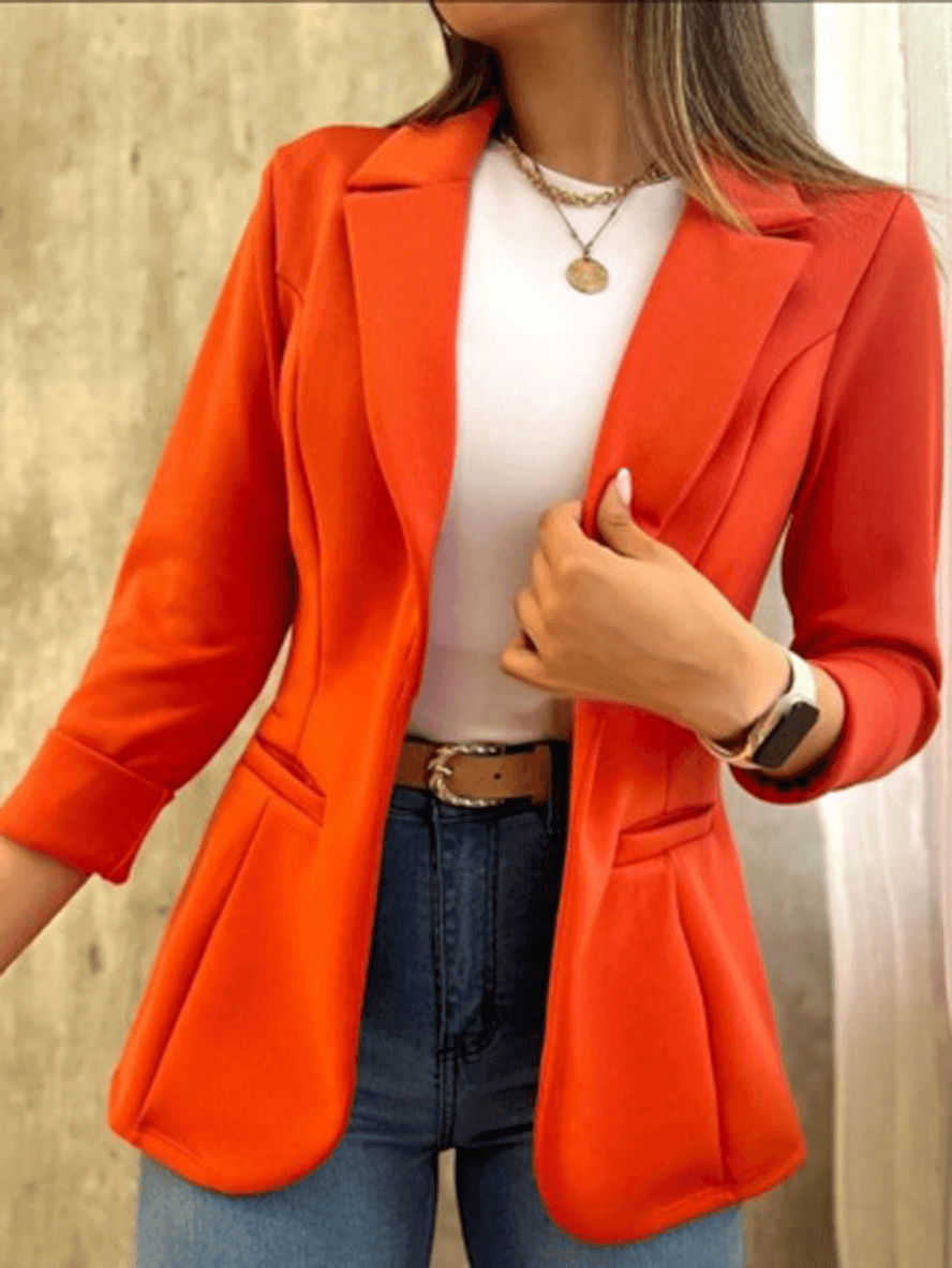 Women's Elegant Slim Fit Open Front Blazer with Pockets | Perfect for Casual Days