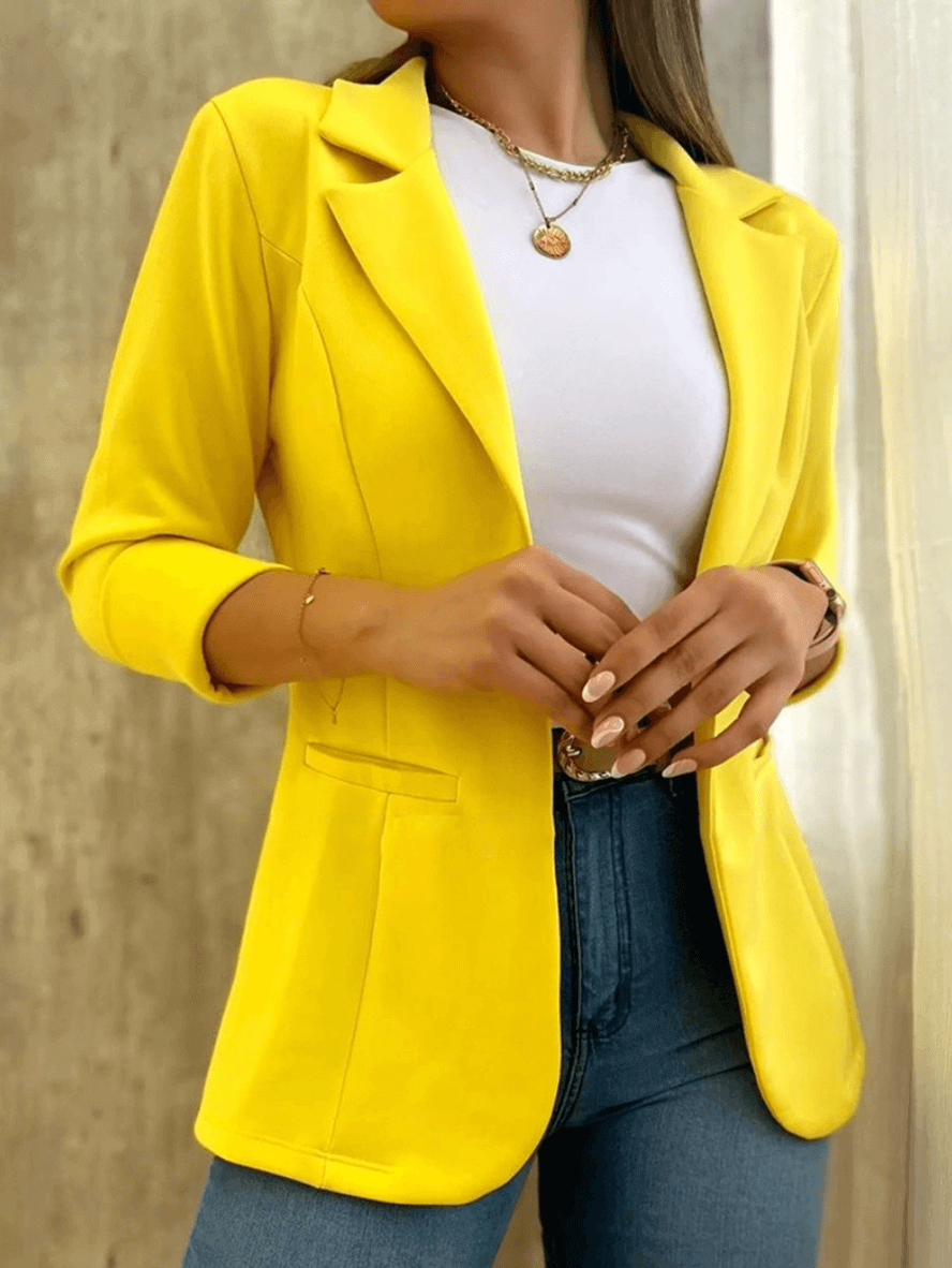 Women's Elegant Slim Fit Open Front Blazer with Pockets | Perfect for Casual Days