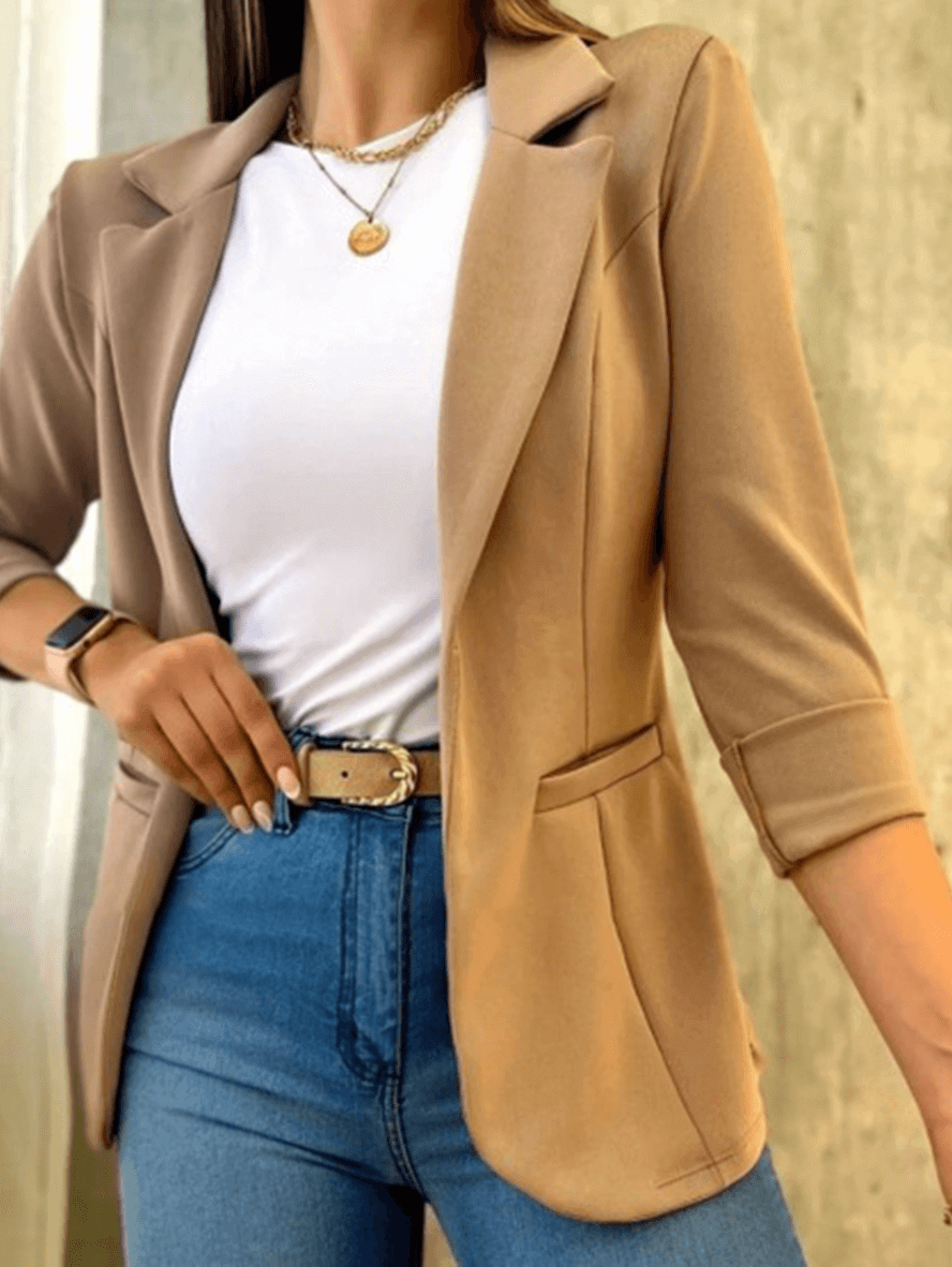 Women's Elegant Slim Fit Open Front Blazer with Pockets | Perfect for Casual Days