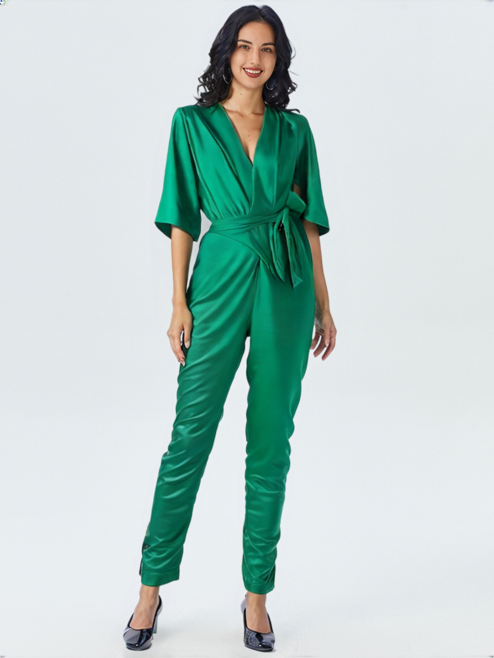 Women's Elegant Minimalist Jumpsuit with Waist-Defining Belt