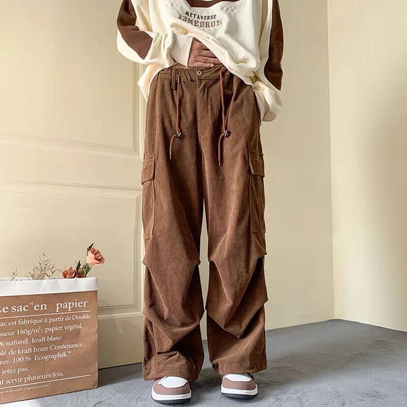 Men's Baggy Corduroy Cargo Pants | Perfect for Casual Days