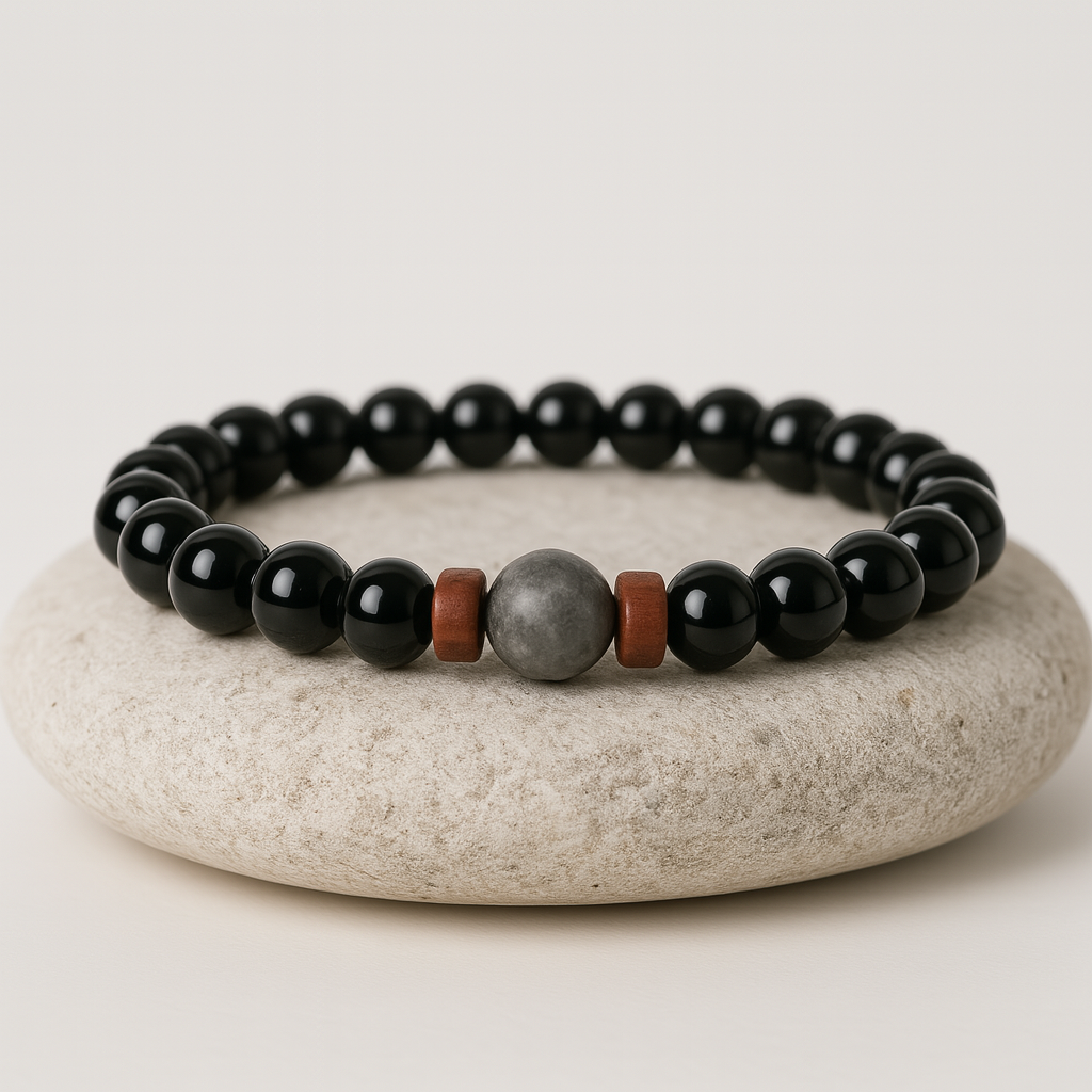 Men’s Bracelet with Natural Lava Stone and Wood Design 4