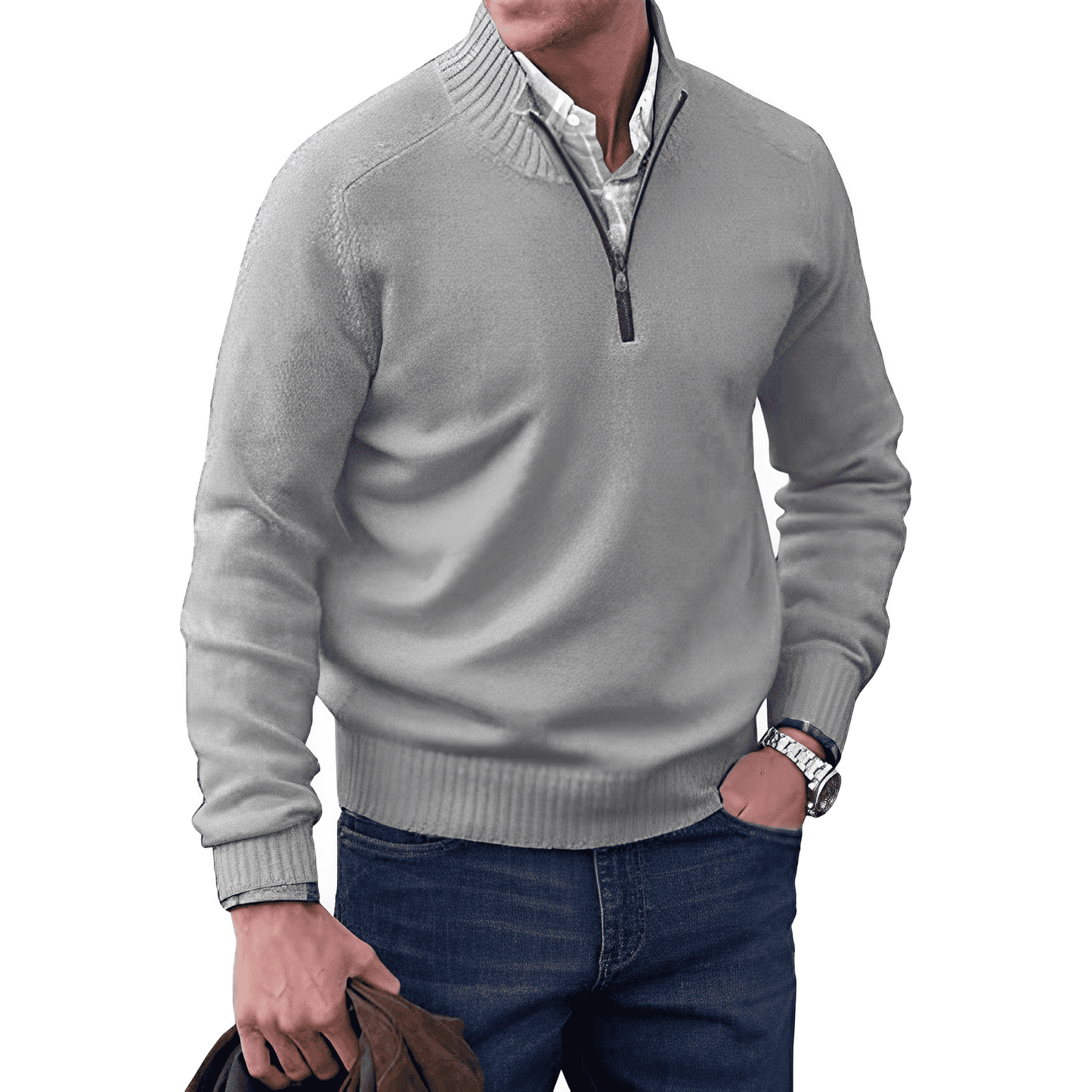 Men's Long Sleeve Quarter Zip Sweater