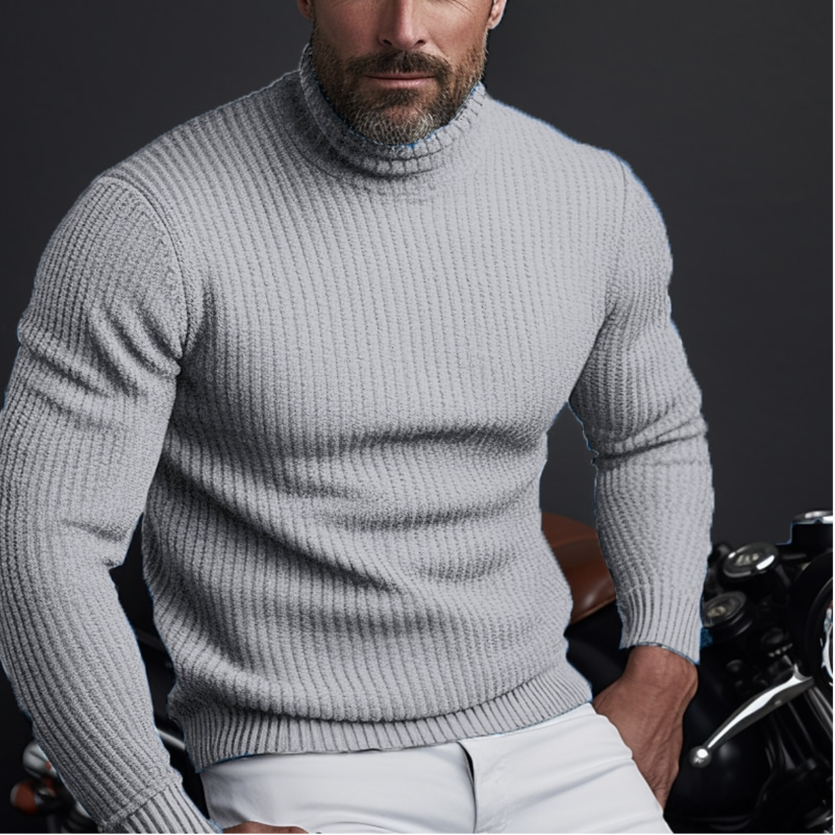Men's Turtleneck Long Sleeve Sweater