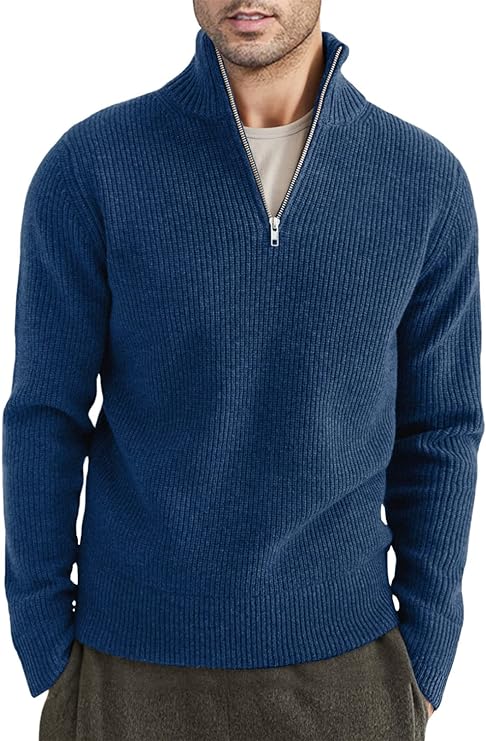 Men's Quarter Zip Long Sleeve Sweater