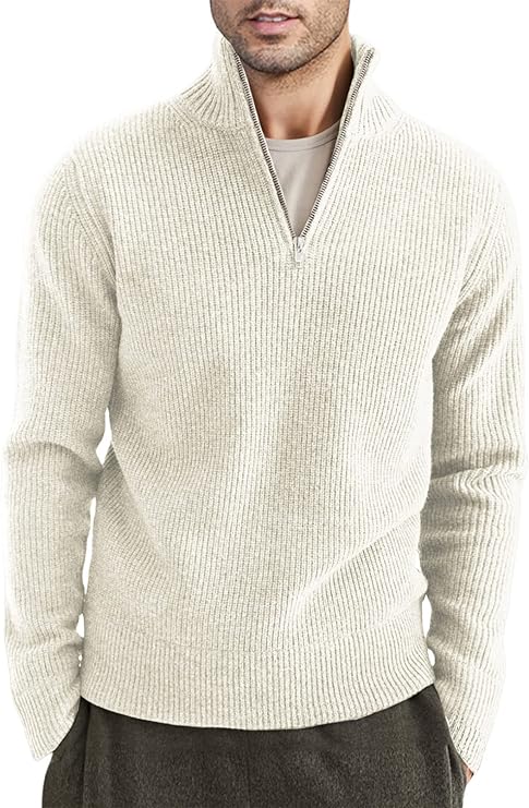Men's Quarter Zip Long Sleeve Sweater