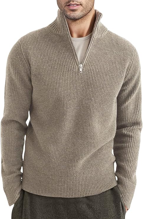 Men's Quarter Zip Long Sleeve Sweater