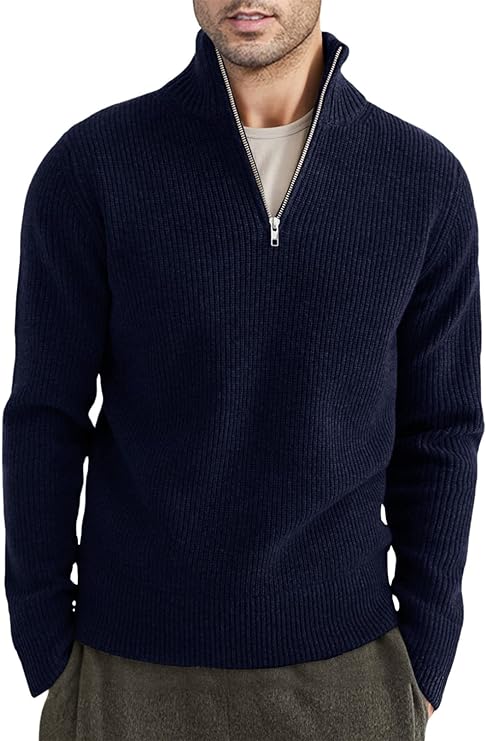 Men's Quarter Zip Long Sleeve Sweater