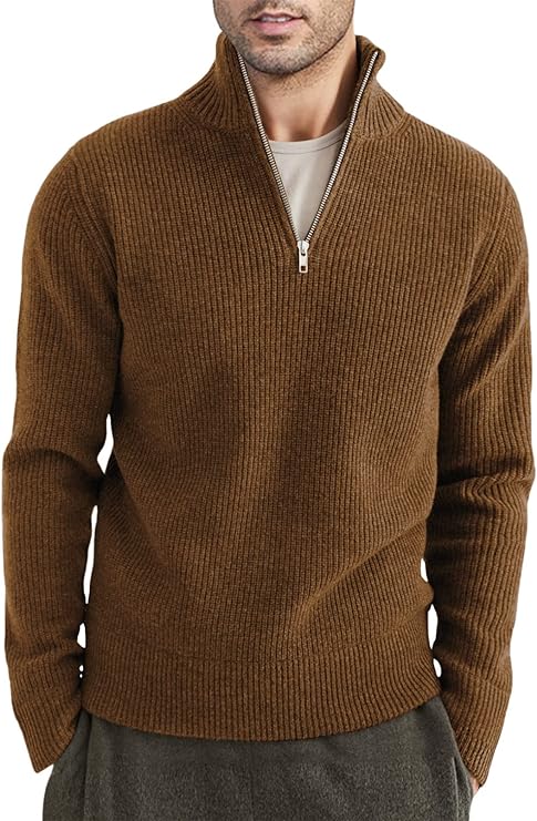 Men's Quarter Zip Long Sleeve Sweater