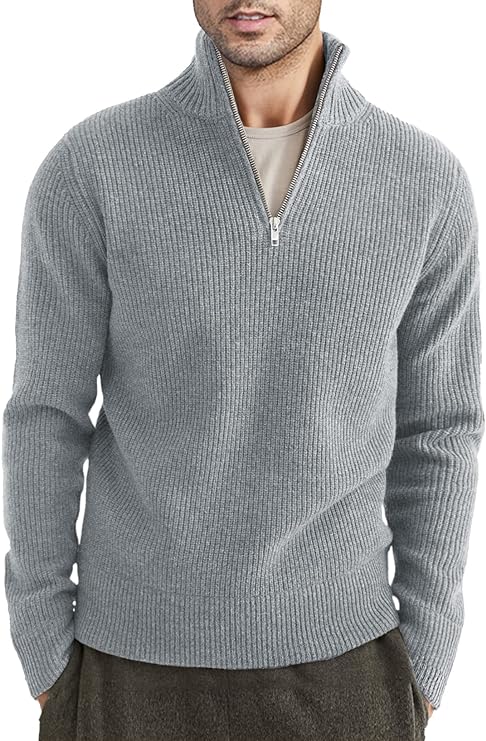 Men's Quarter Zip Long Sleeve Sweater
