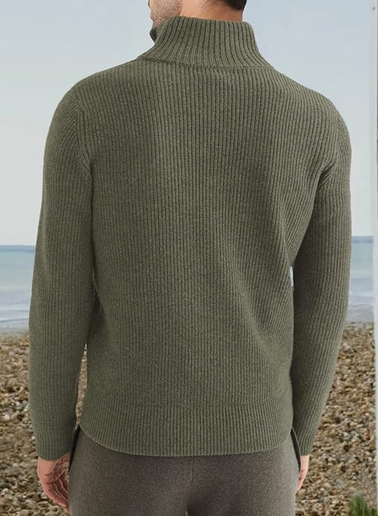 Men's Quarter Zip Long Sleeve Sweater