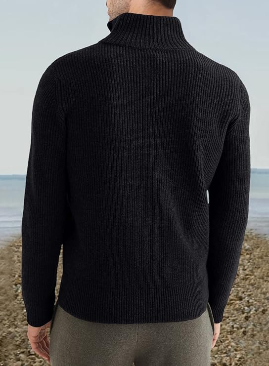 Men's Quarter Zip Long Sleeve Sweater