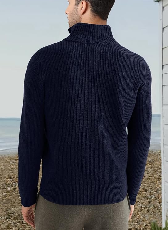 Men's Quarter Zip Long Sleeve Sweater