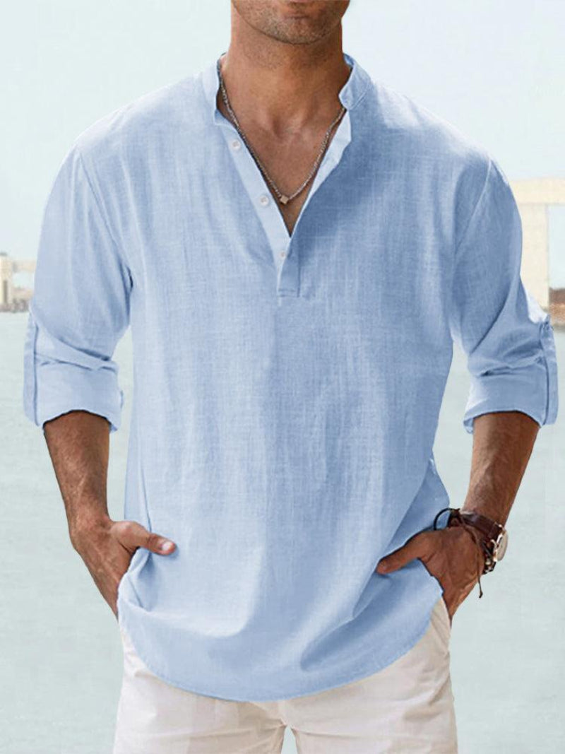 Men’s Band Collar Shirt
