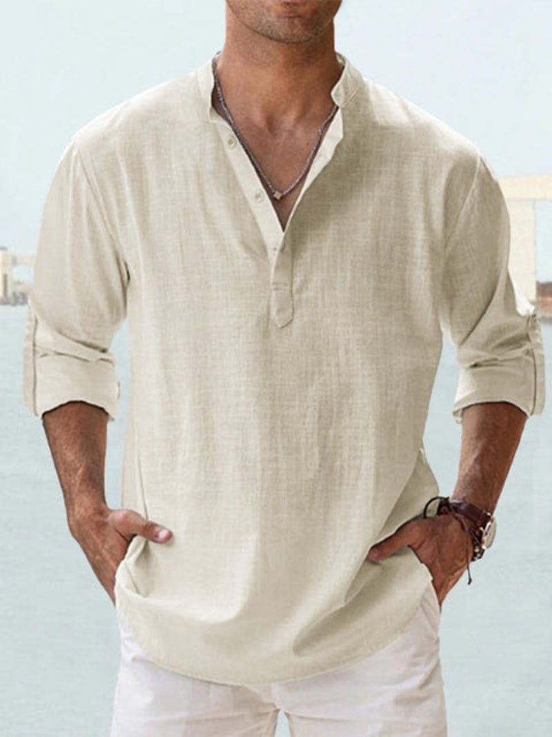 Men’s Band Collar Shirt