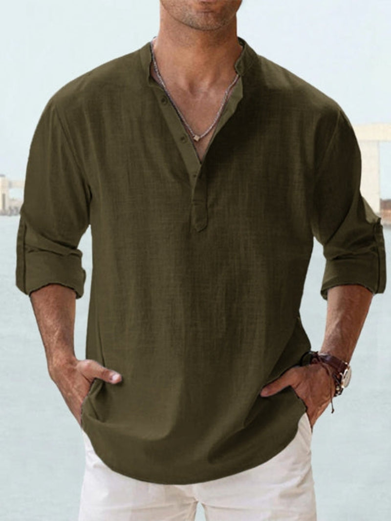 Men’s Band Collar Shirt