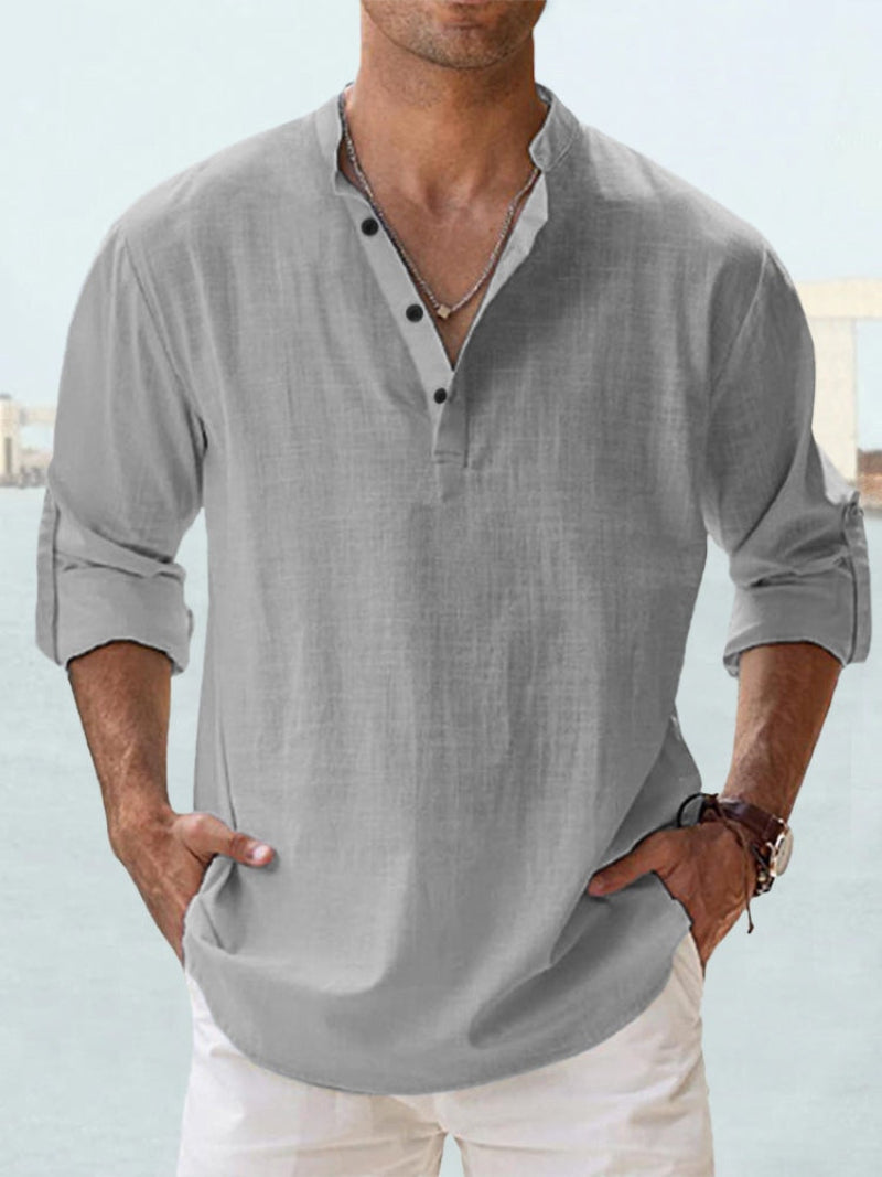 Men’s Band Collar Shirt