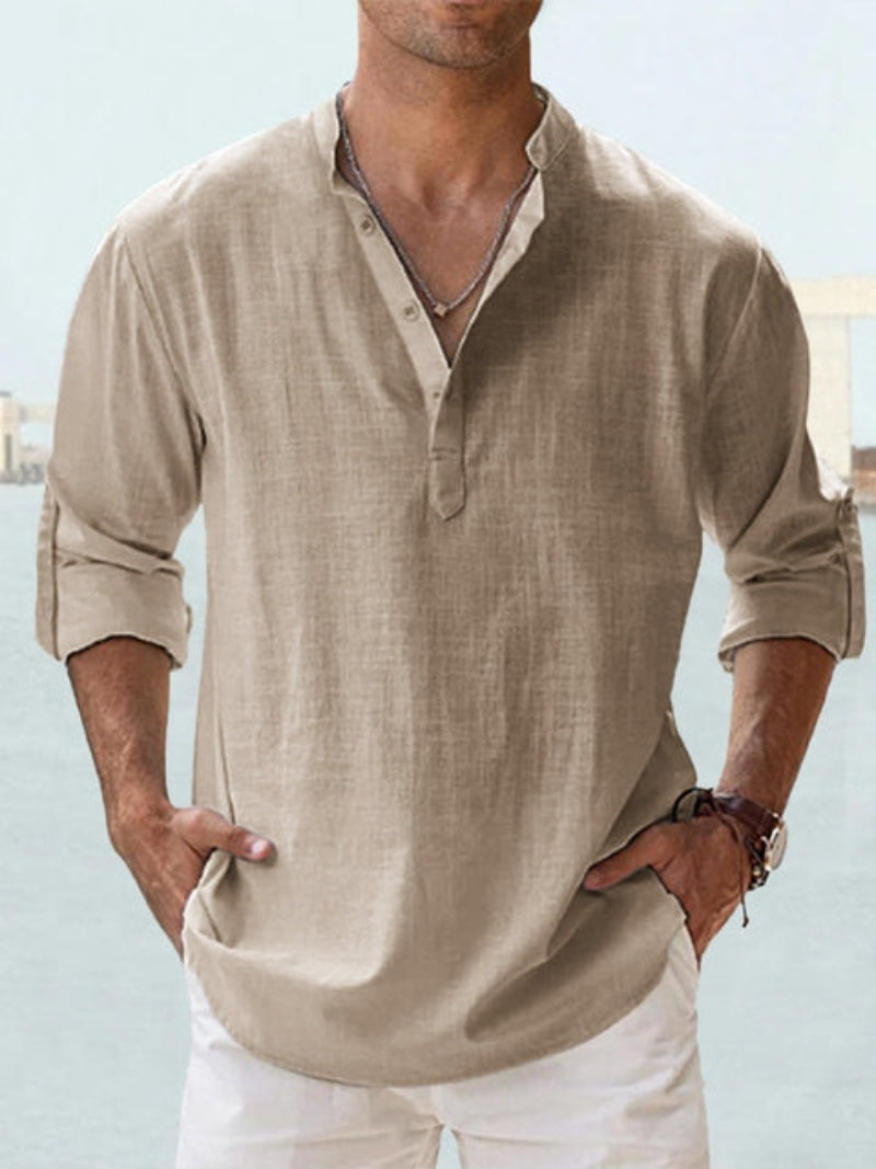 Men’s Band Collar Shirt