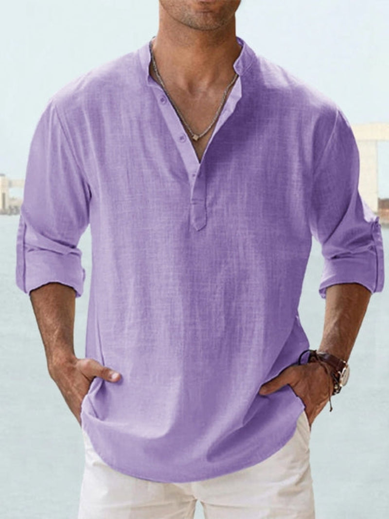 Men’s Band Collar Shirt