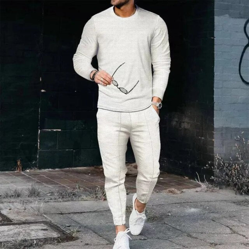 Men's Set with Round Neck Top and Trousers