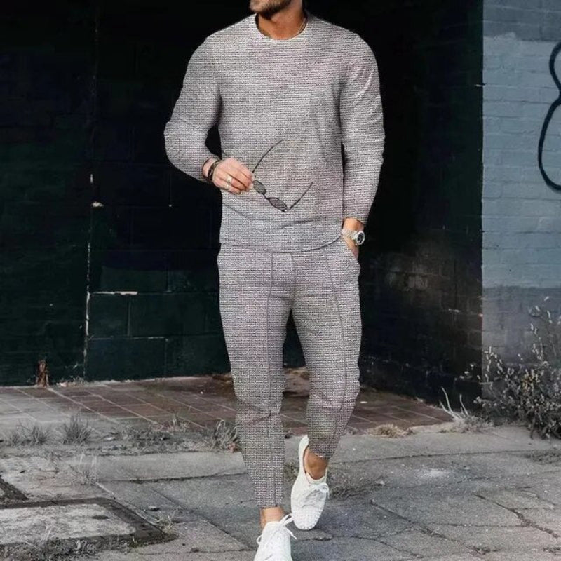 Men's Set with Round Neck Top and Trousers