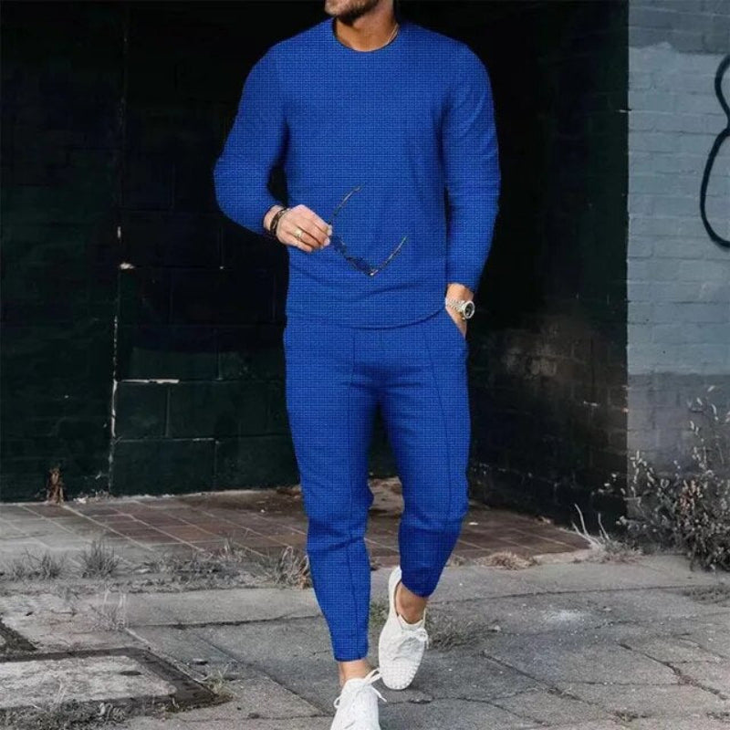 Men's Set with Round Neck Top and Trousers