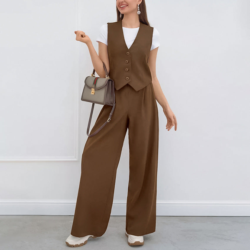 Women's Elegant Lightweight Cardigan Pants Set with Tailored Fit