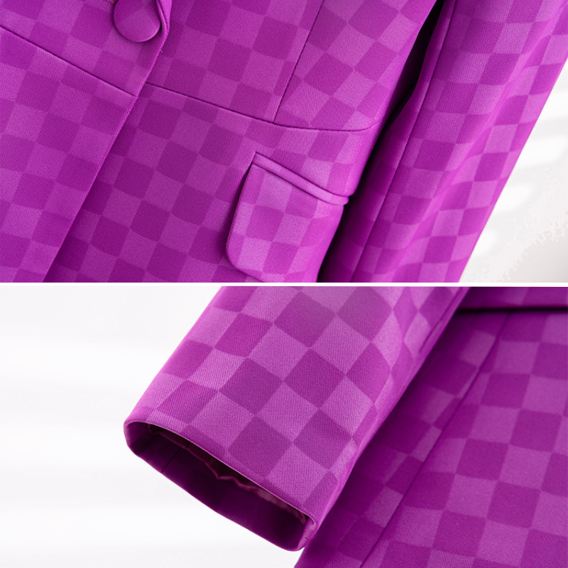 Women's Elegant solid-color checked blazer with button | Perfect for Casual Days