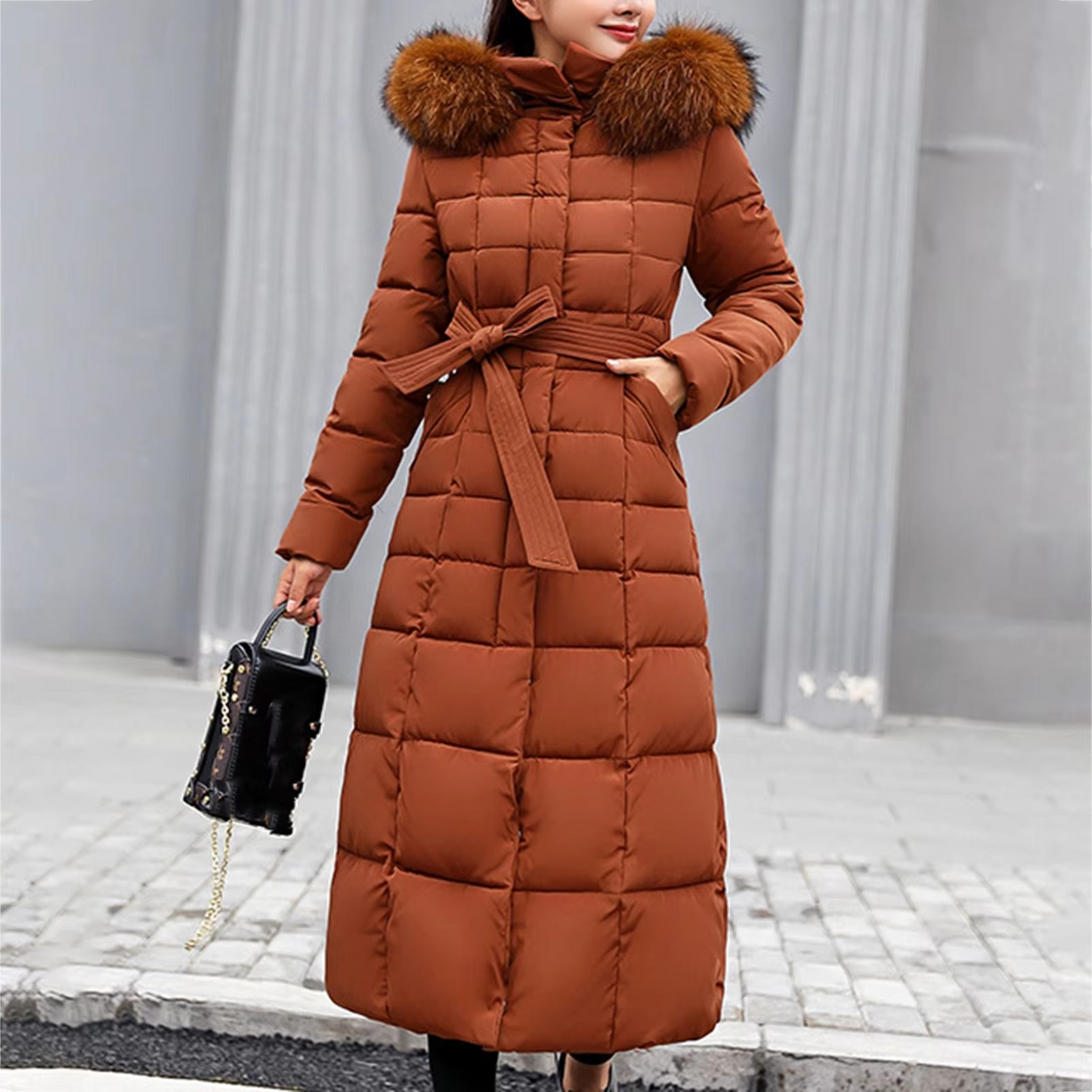 Stylish Warm Down Winter Coat with Fur Hood for Women | Ideal for Winter