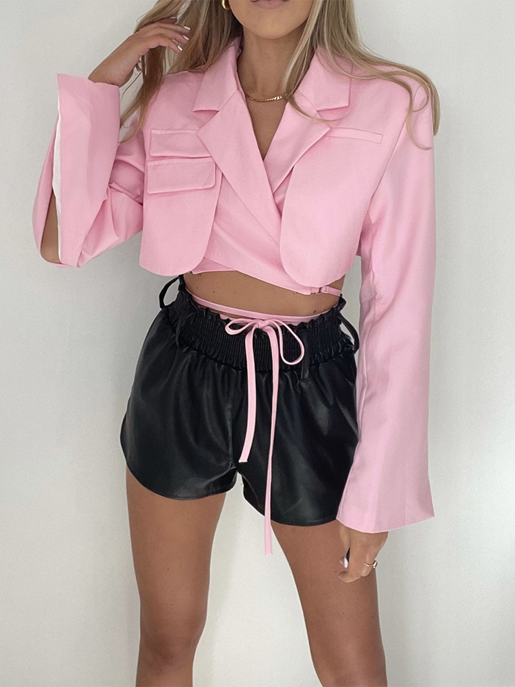 Women's Chic Double Layer Bandage Slim Blazer | Perfect for Casual Days