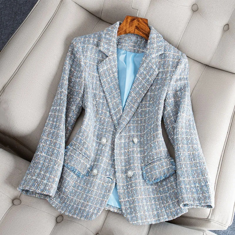 Women's Tweed Blazer Coat with Buttons and Pockets | Perfect for Casual days