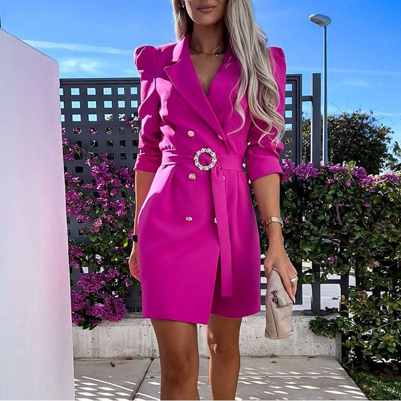 Women's Elegant Belted Blazer Dress | Perfect for Casual Days