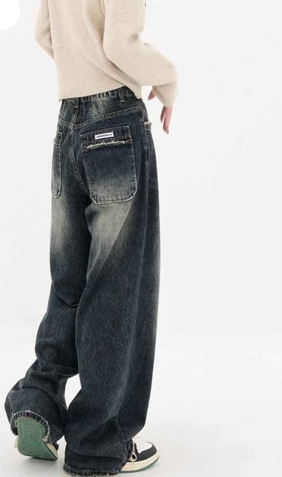Women's Retro Low-Waist Blue Baggy Jeans | Perfect for Casual Days