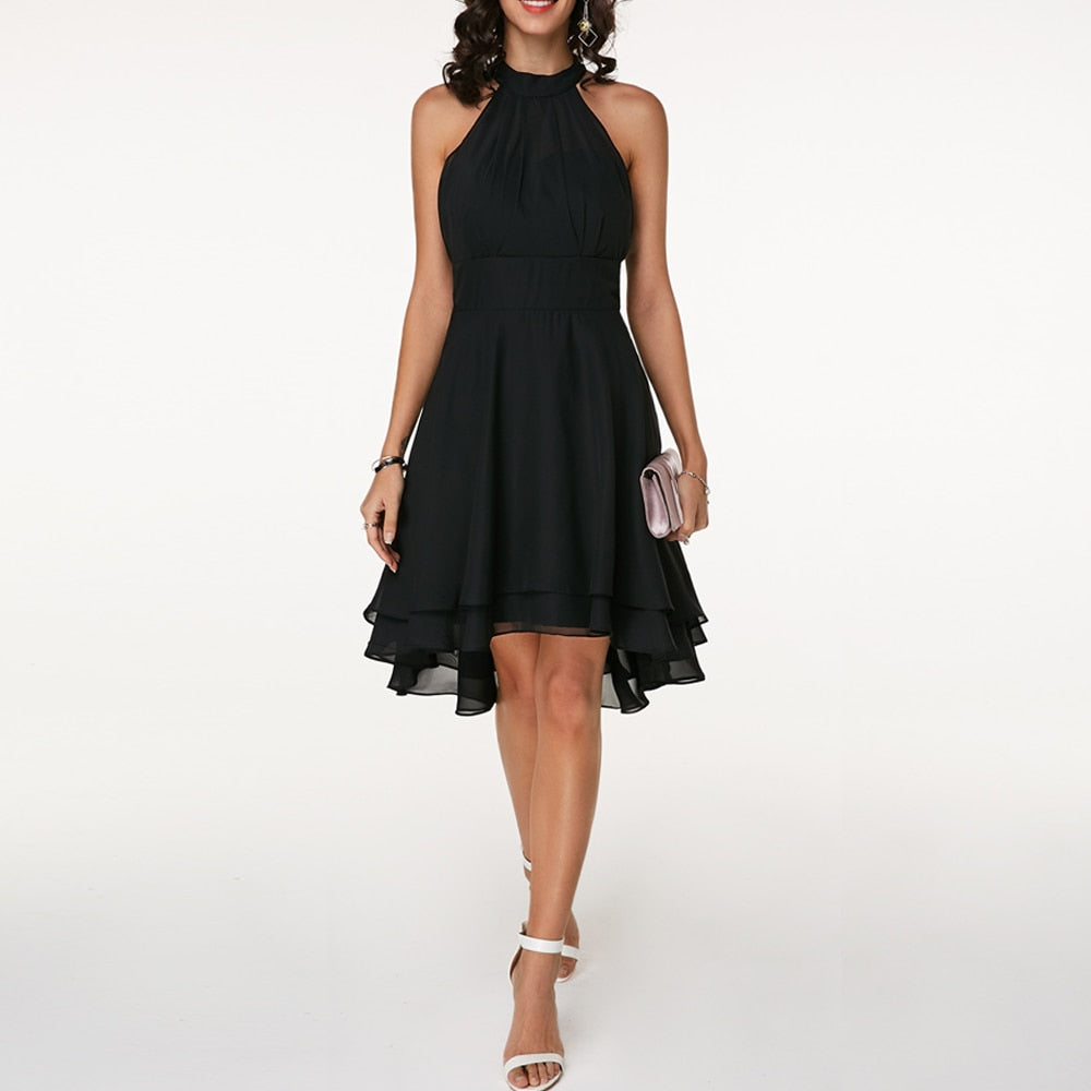 Women's Chic Ruffled Summer Dress with Elegant Details