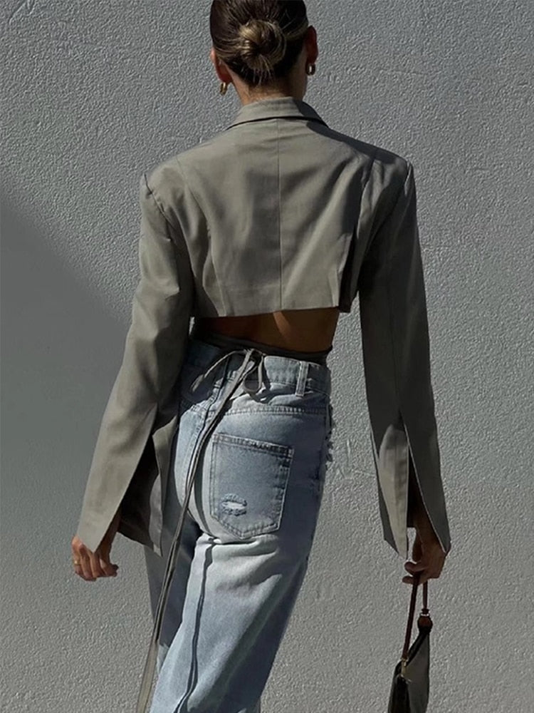 Women's Chic Double Layer Bandage Slim Blazer | Perfect for Casual Days